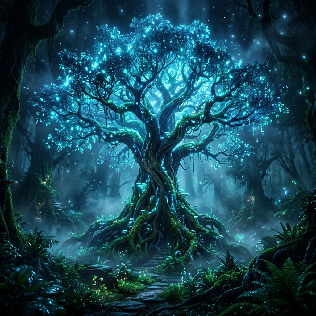Ethereal Bioluminescent Tree